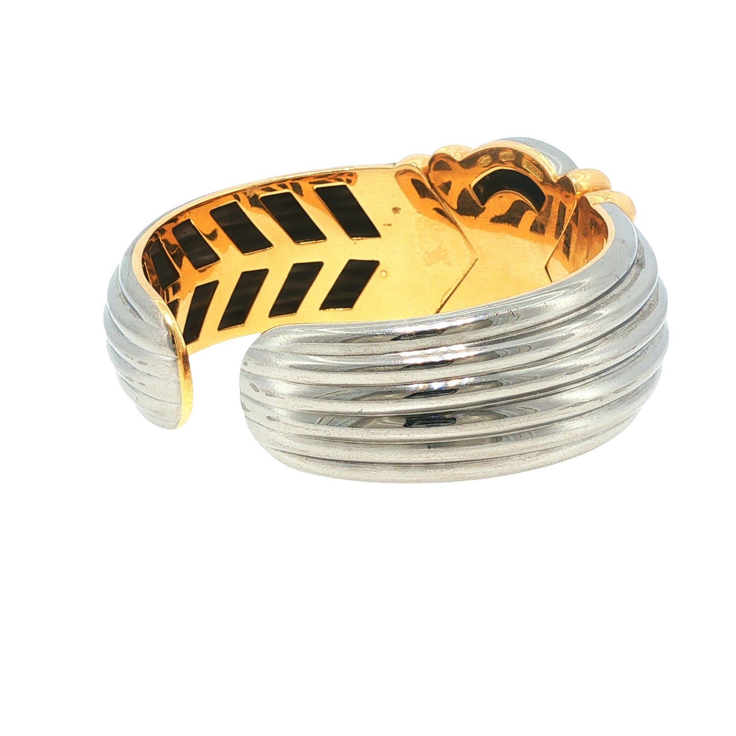 Vintage Bulgari 18K Yellow Gold & Stainless Steel Cuff Bracelet