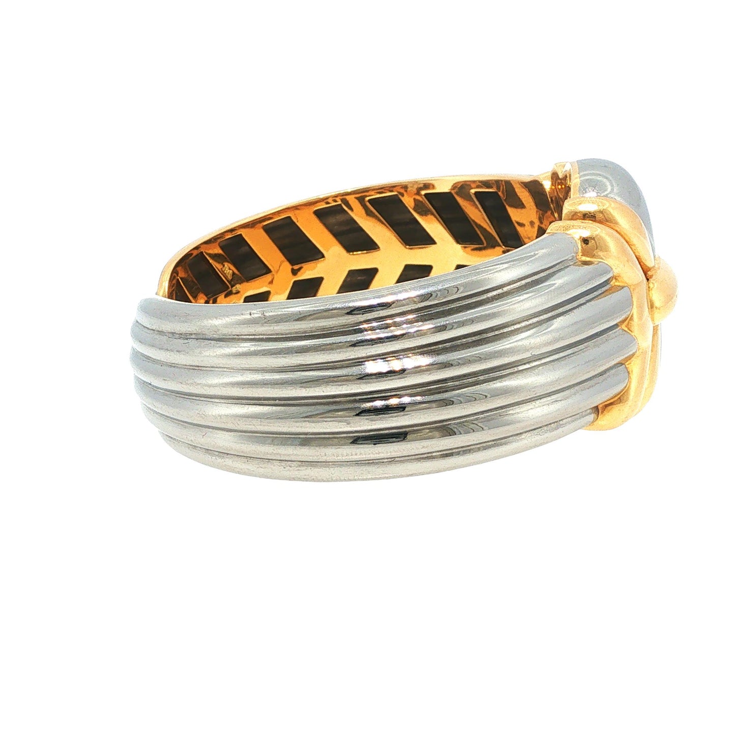 Vintage Bulgari 18K Yellow Gold & Stainless Steel Cuff Bracelet