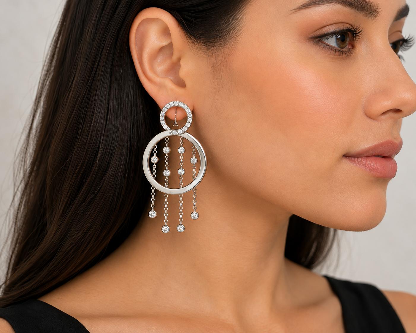 Sonia B. 18K White Gold Diamond Chandelier Earrings