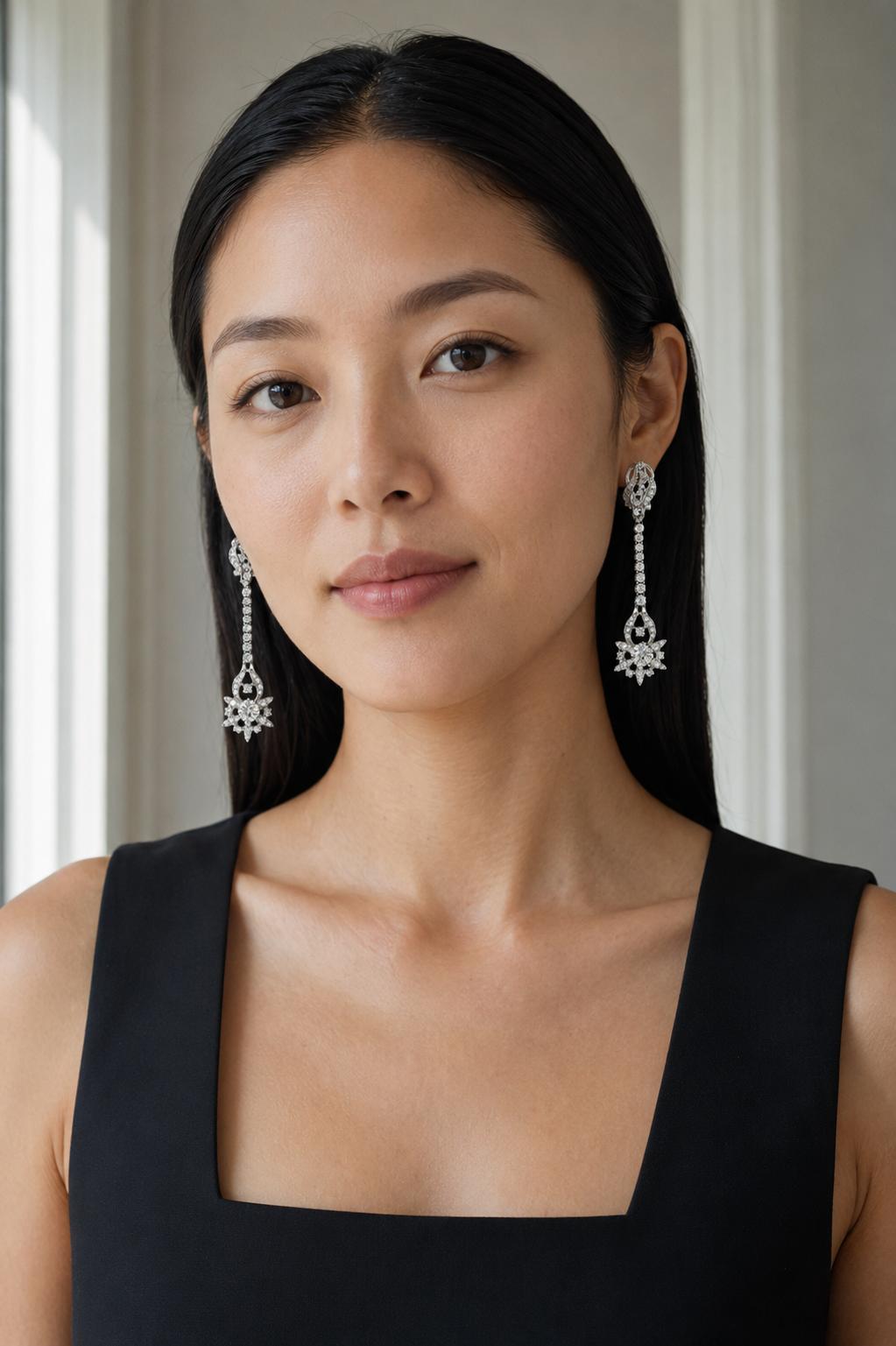 18K White Gold 2.04 Carat Diamond Articulated Pendant Earrings