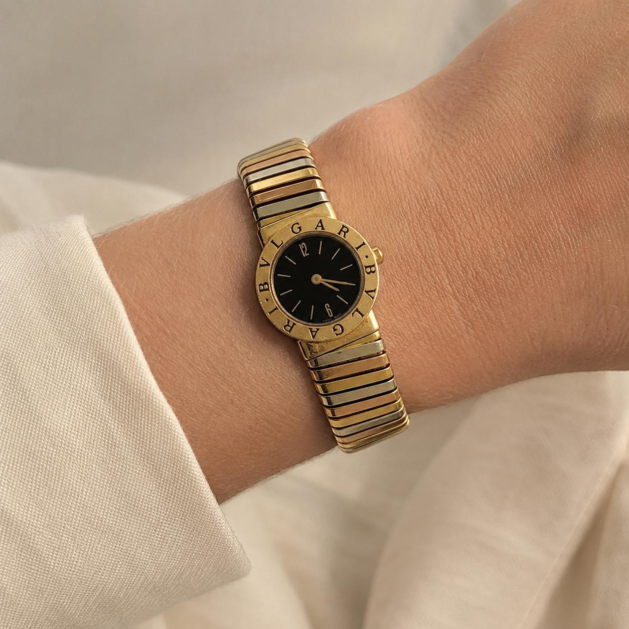 BULGARI 18K TRI-COLOR GOLD TUBOGAS WRISTWATCH