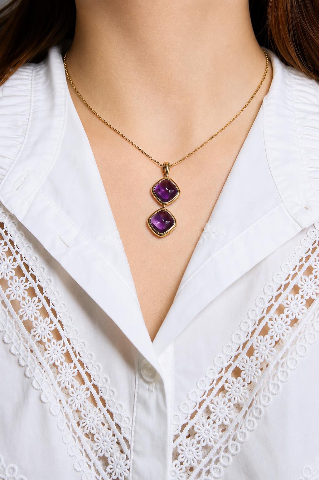 Vintage 1980s Van Cleef & Arpels Amethyst Drop Necklace