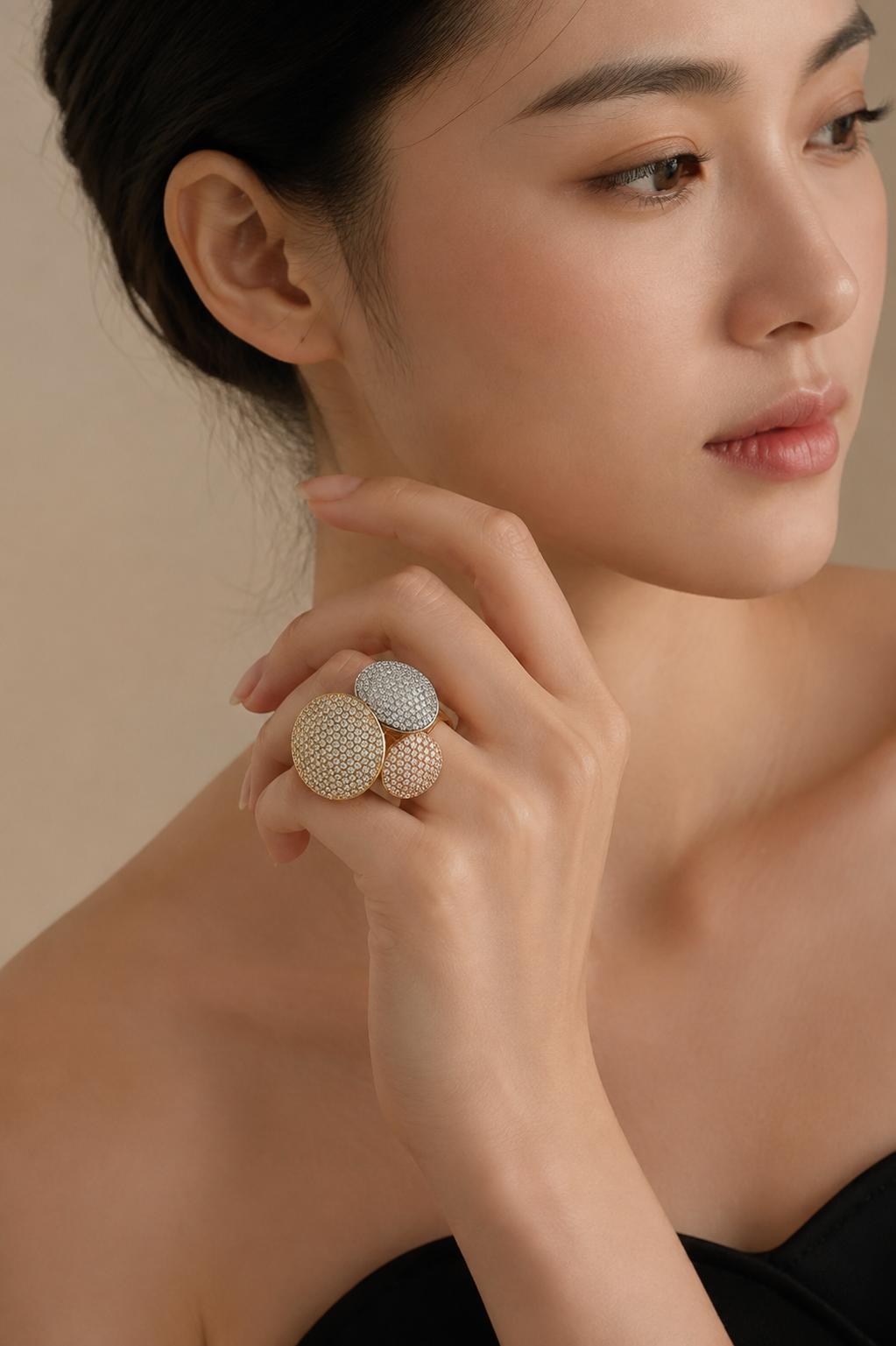 Cartier France Diamond Pave Disc Ring