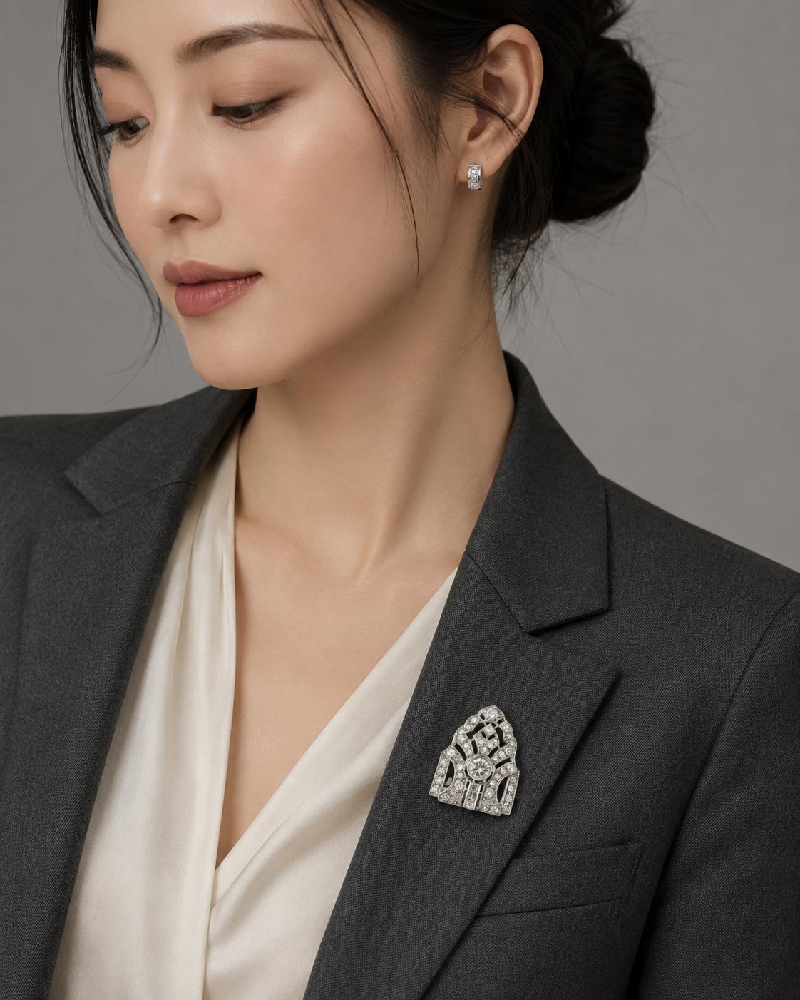 Art Deco Platinum Diamond Clip