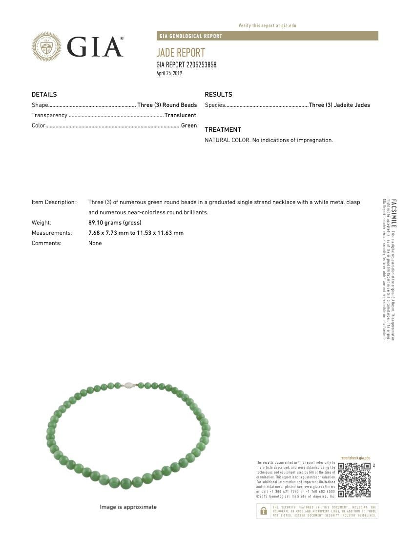 18K White Gold Jadeite Bead Necklace