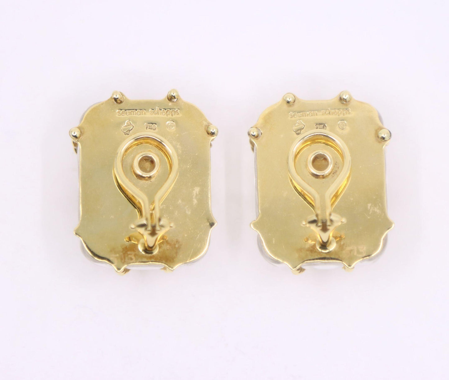 Vintage Seaman Schepps 18K Gold Rock Crystal Earrings