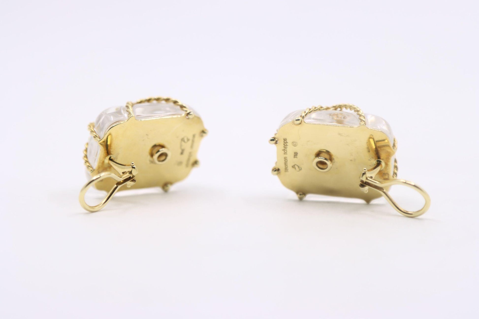 Vintage Seaman Schepps 18K Gold Rock Crystal Earrings