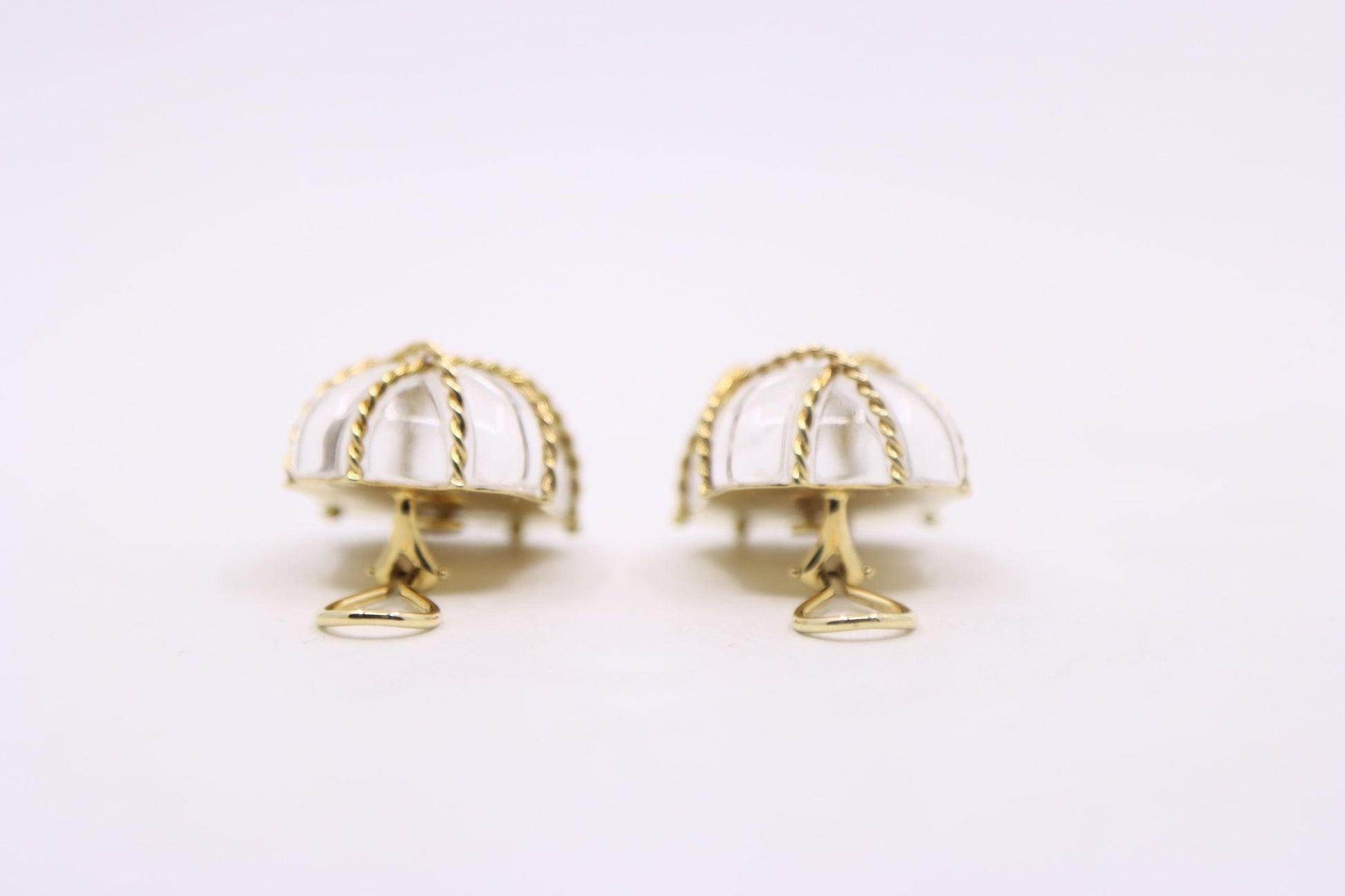 Vintage Seaman Schepps 18K Gold Rock Crystal Earrings