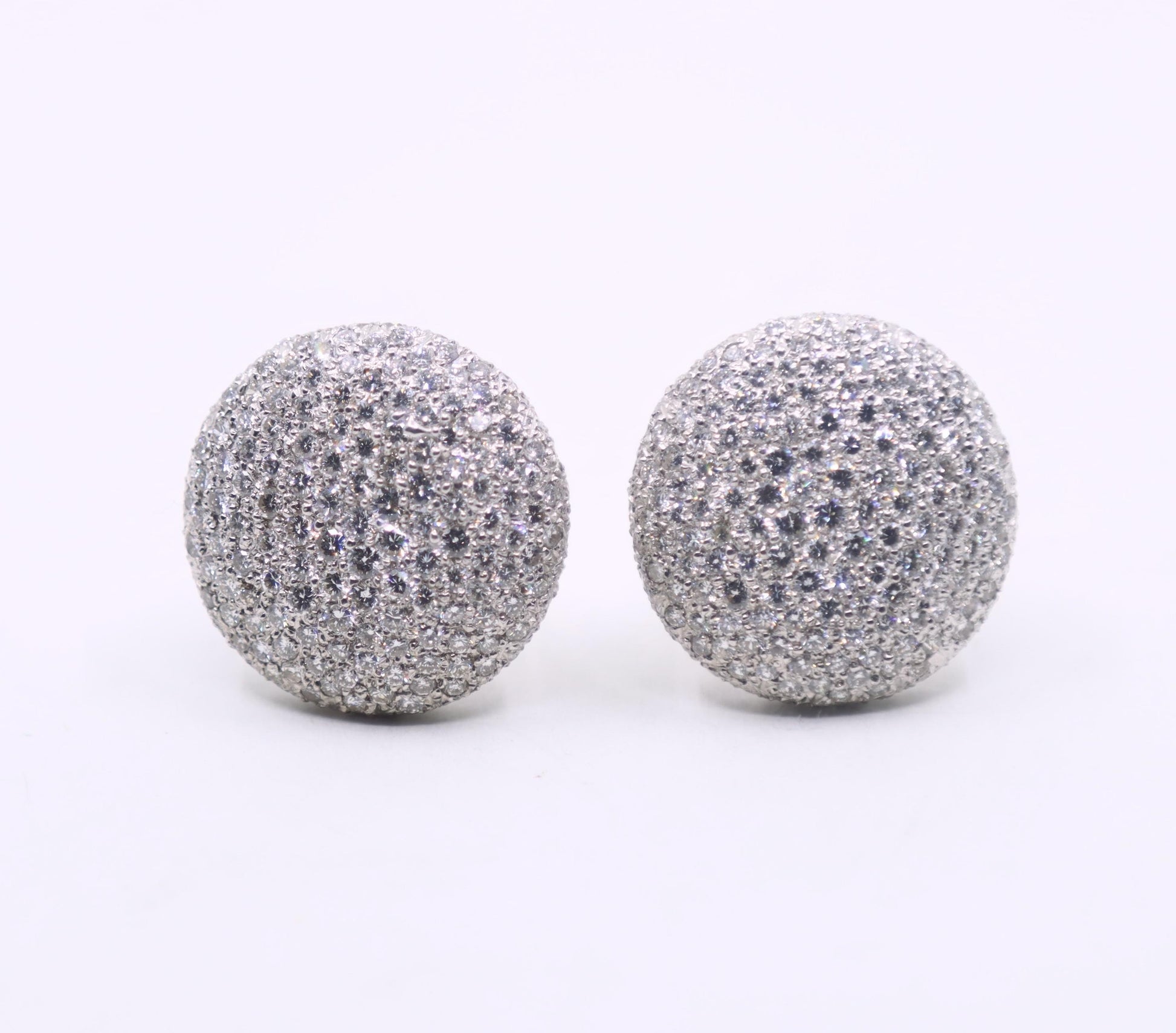 Vintage Russian 18K White Gold Diamonds Round Earrings