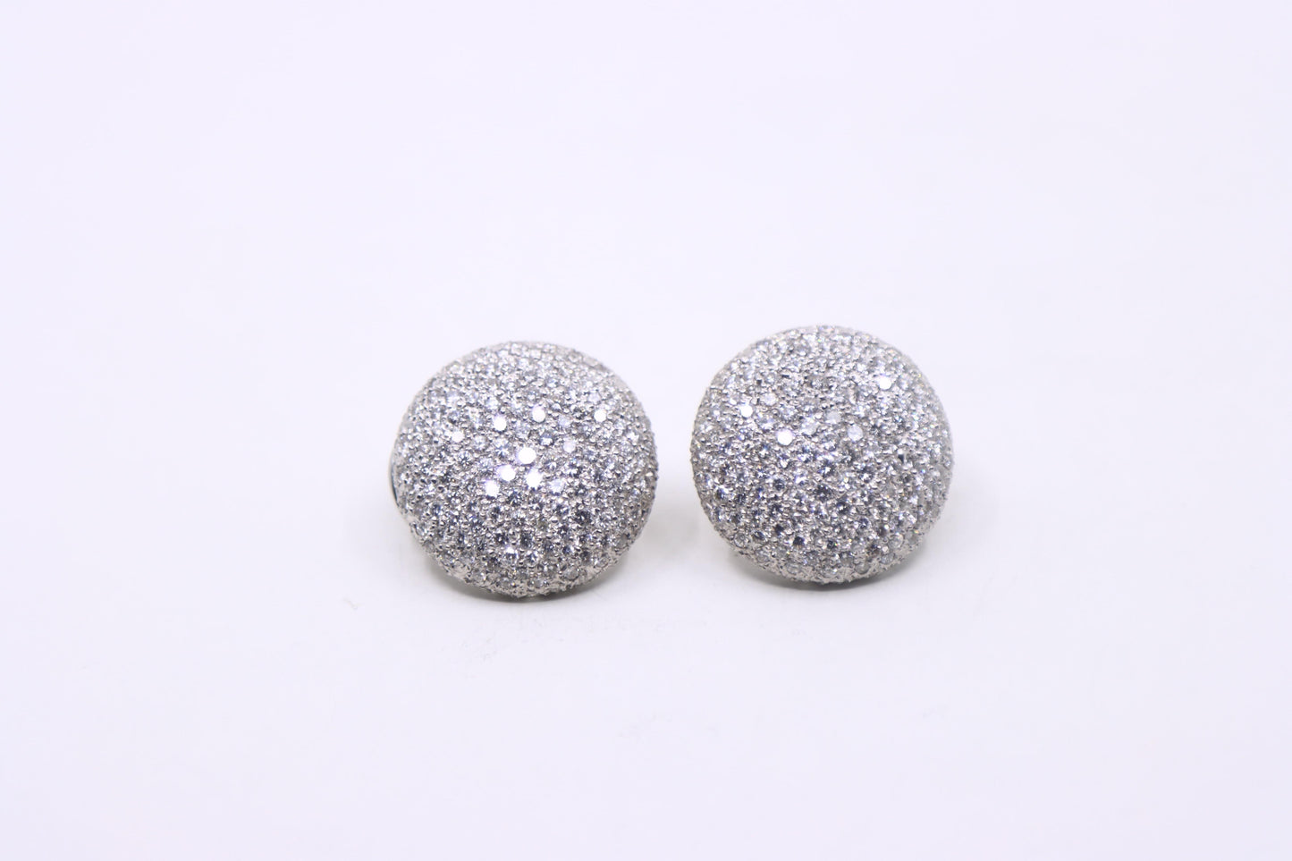 Vintage Russian 18K White Gold Diamonds Round Earrings