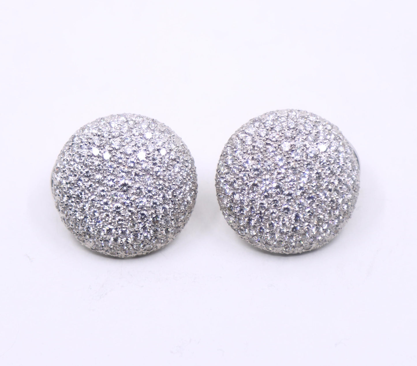 Vintage Russian 18K White Gold Diamonds Round Earrings