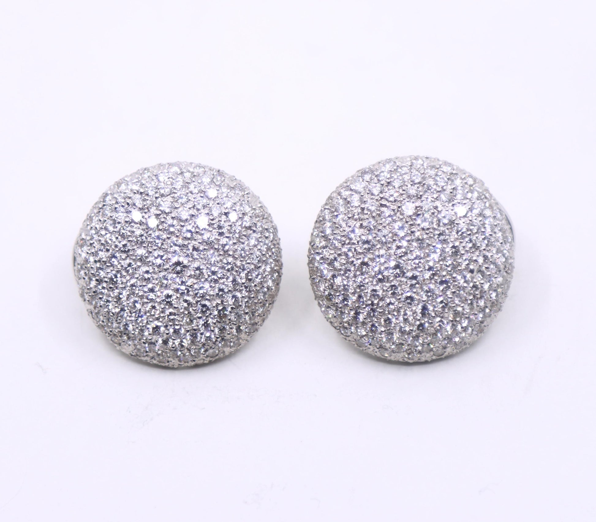 Vintage Russian 18K White Gold Diamonds Round Earrings