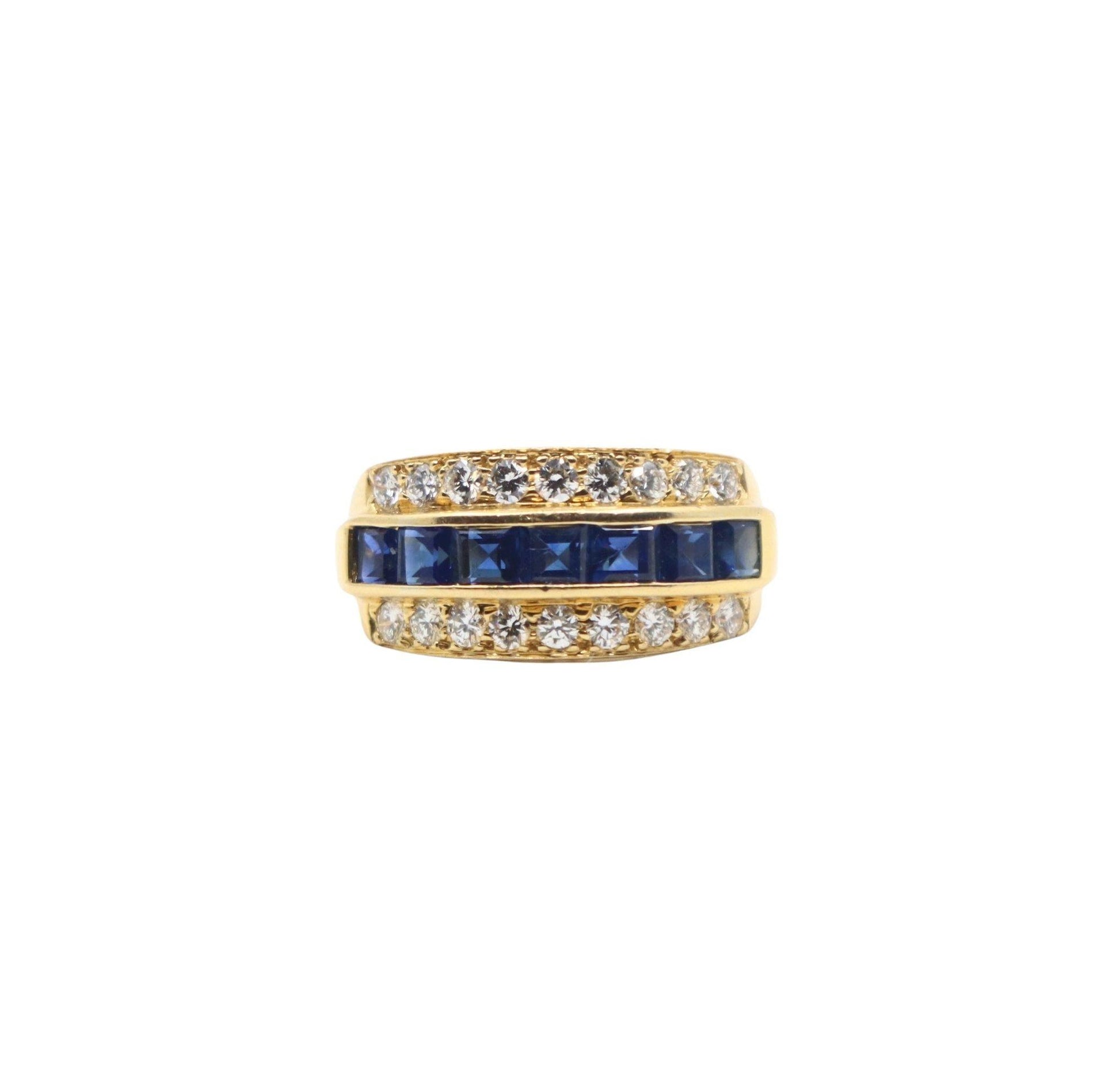 Oscar Heyman 18K Gold Diamond Sapphire Ring