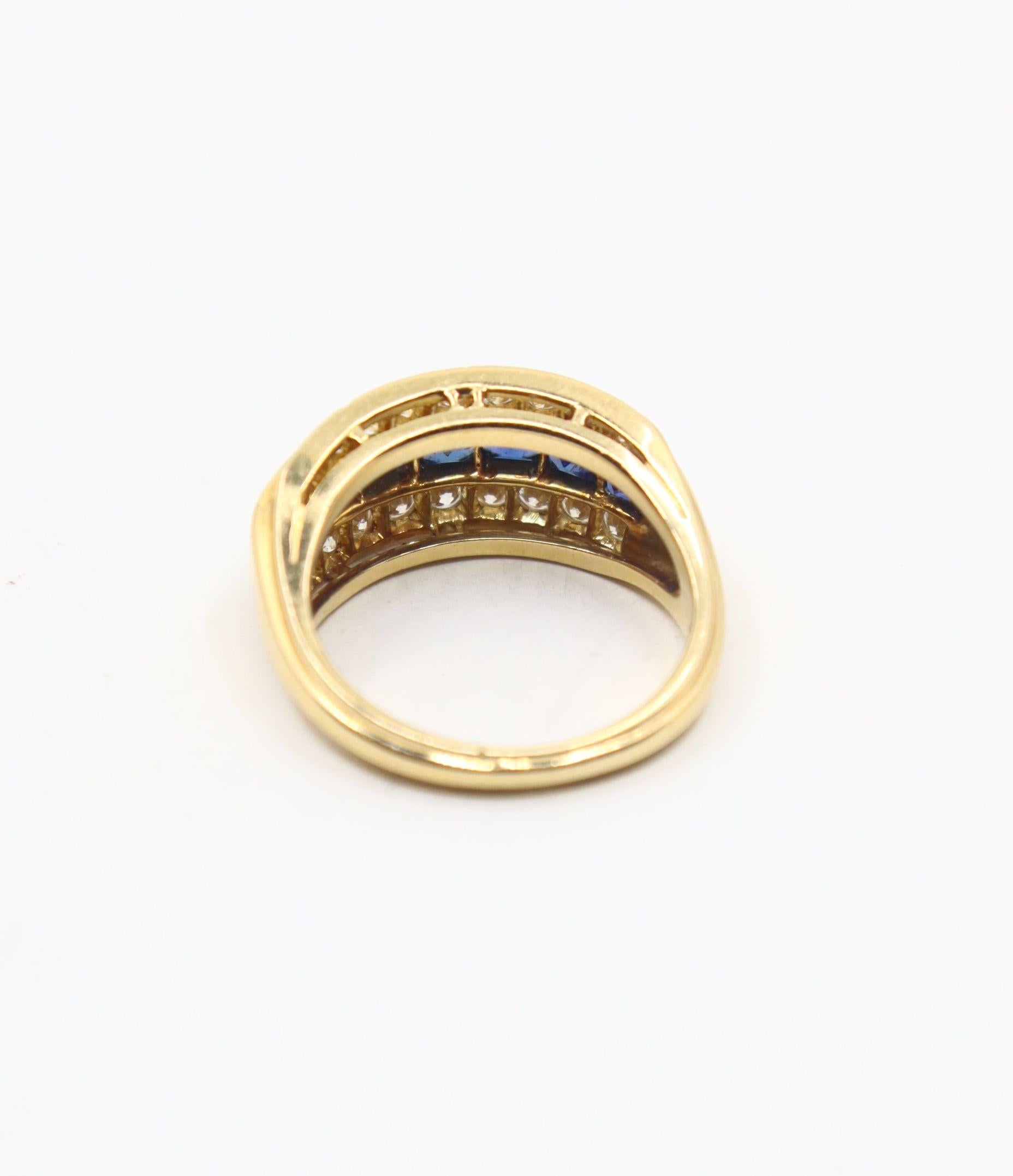 Oscar Heyman 18K Gold Diamond Sapphire Ring