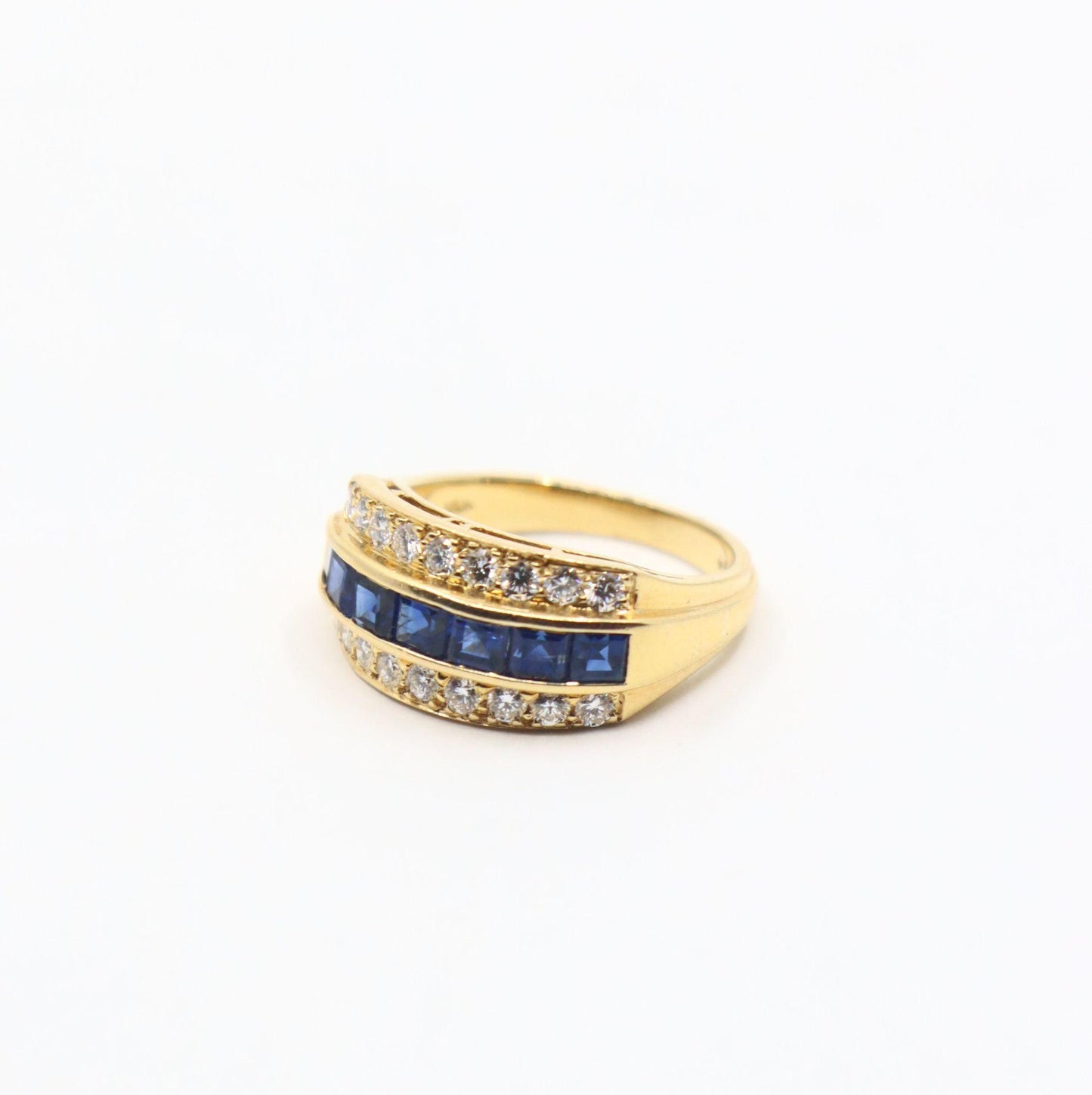 Oscar Heyman 18K Gold Diamond Sapphire Ring