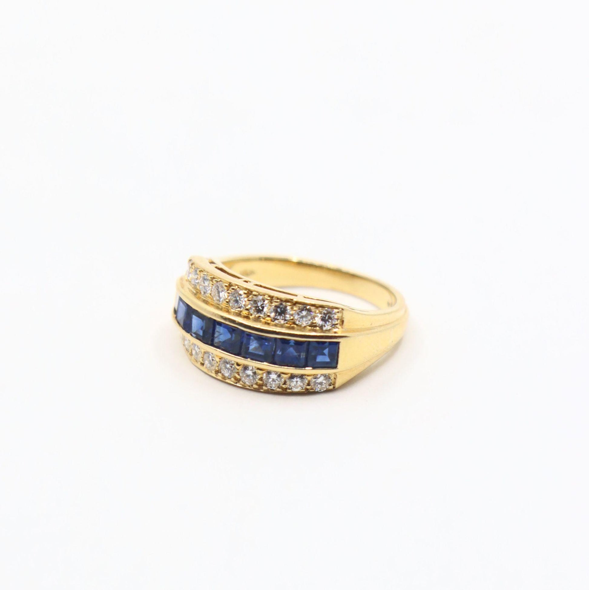 Oscar Heyman 18K Gold Diamond Sapphire Ring