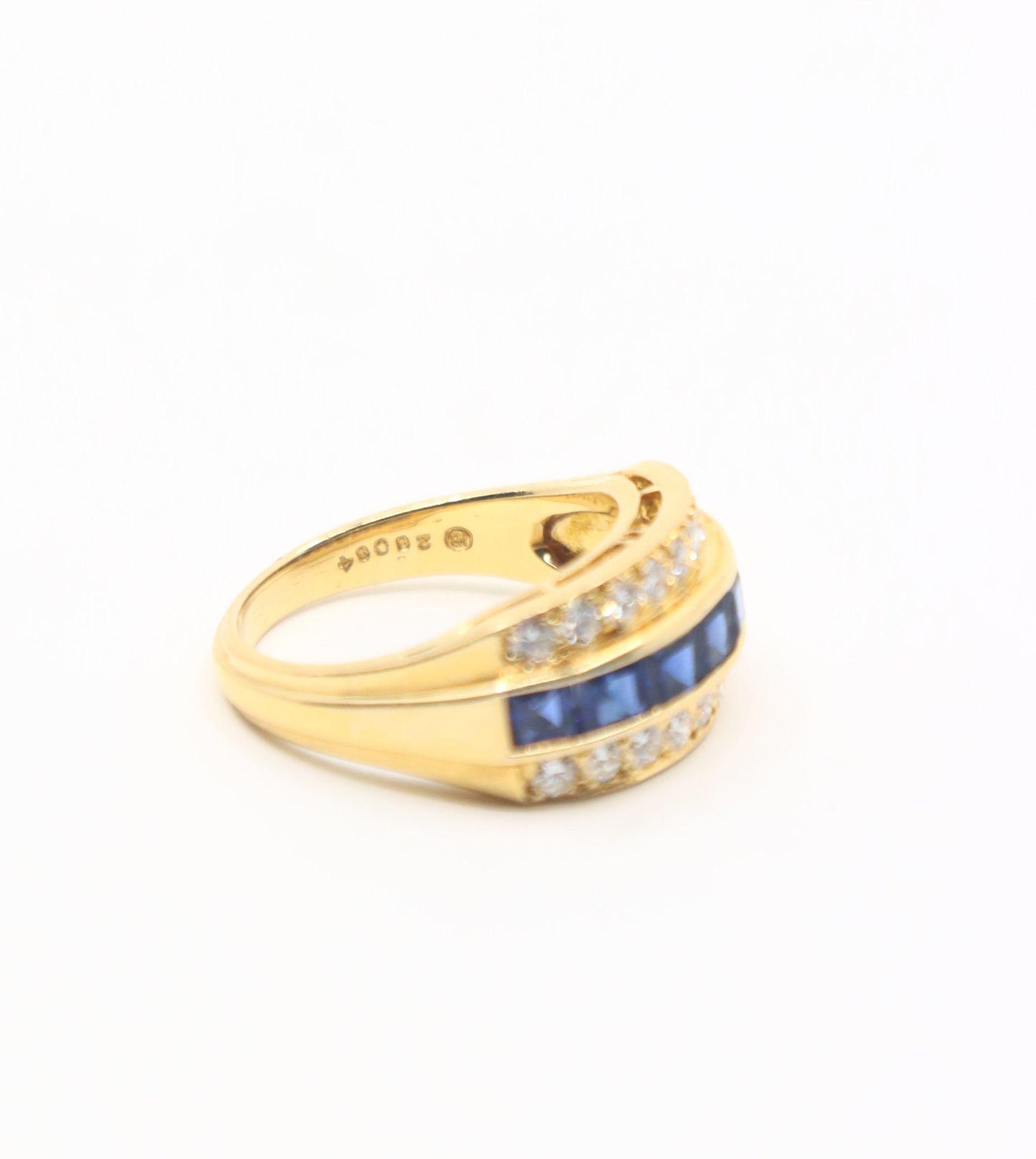 Oscar Heyman 18K Gold Diamond Sapphire Ring