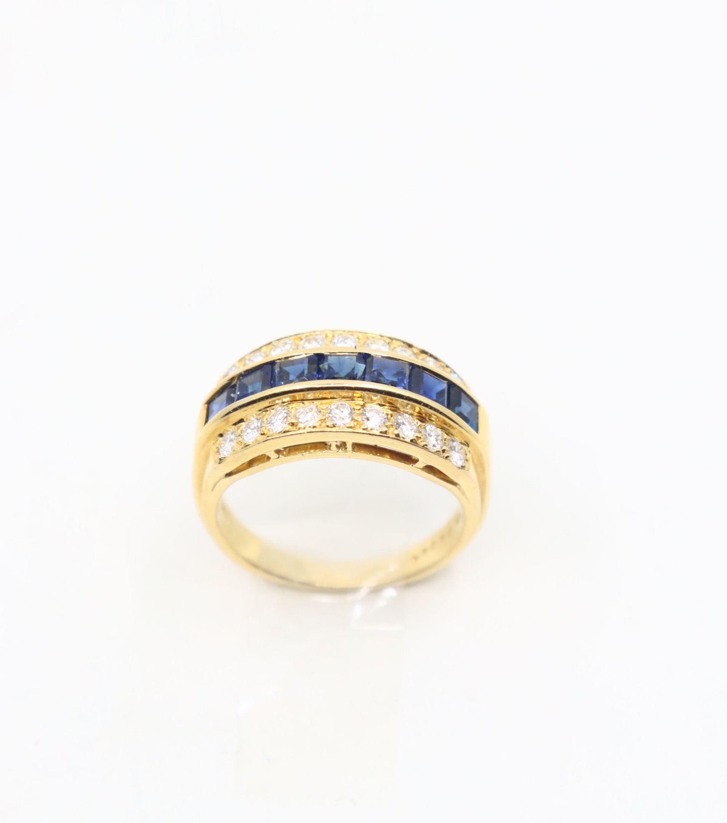 Oscar Heyman 18K Gold Diamond Sapphire Ring