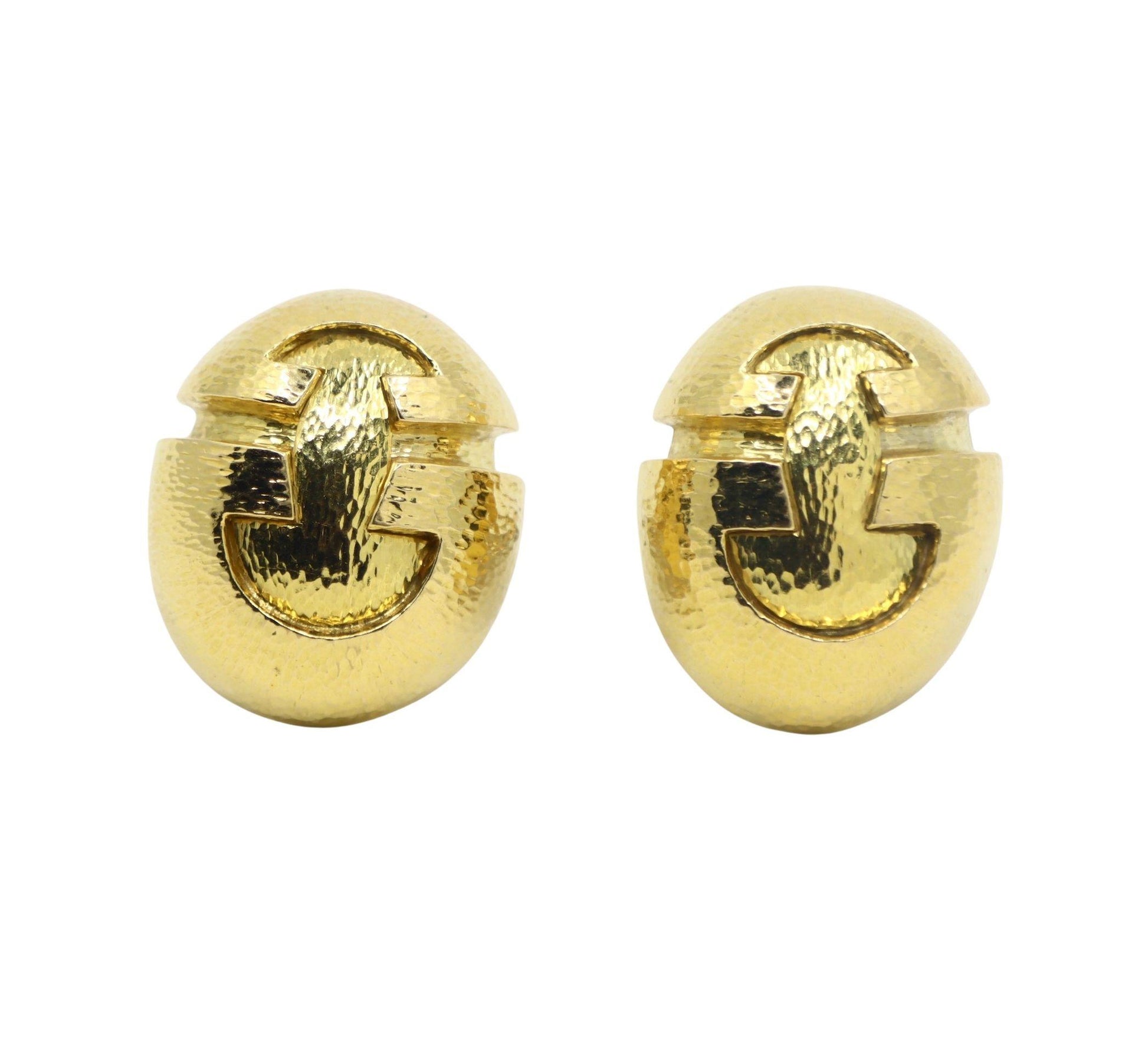 Vintage David Webb 18K Gold Textured Earring