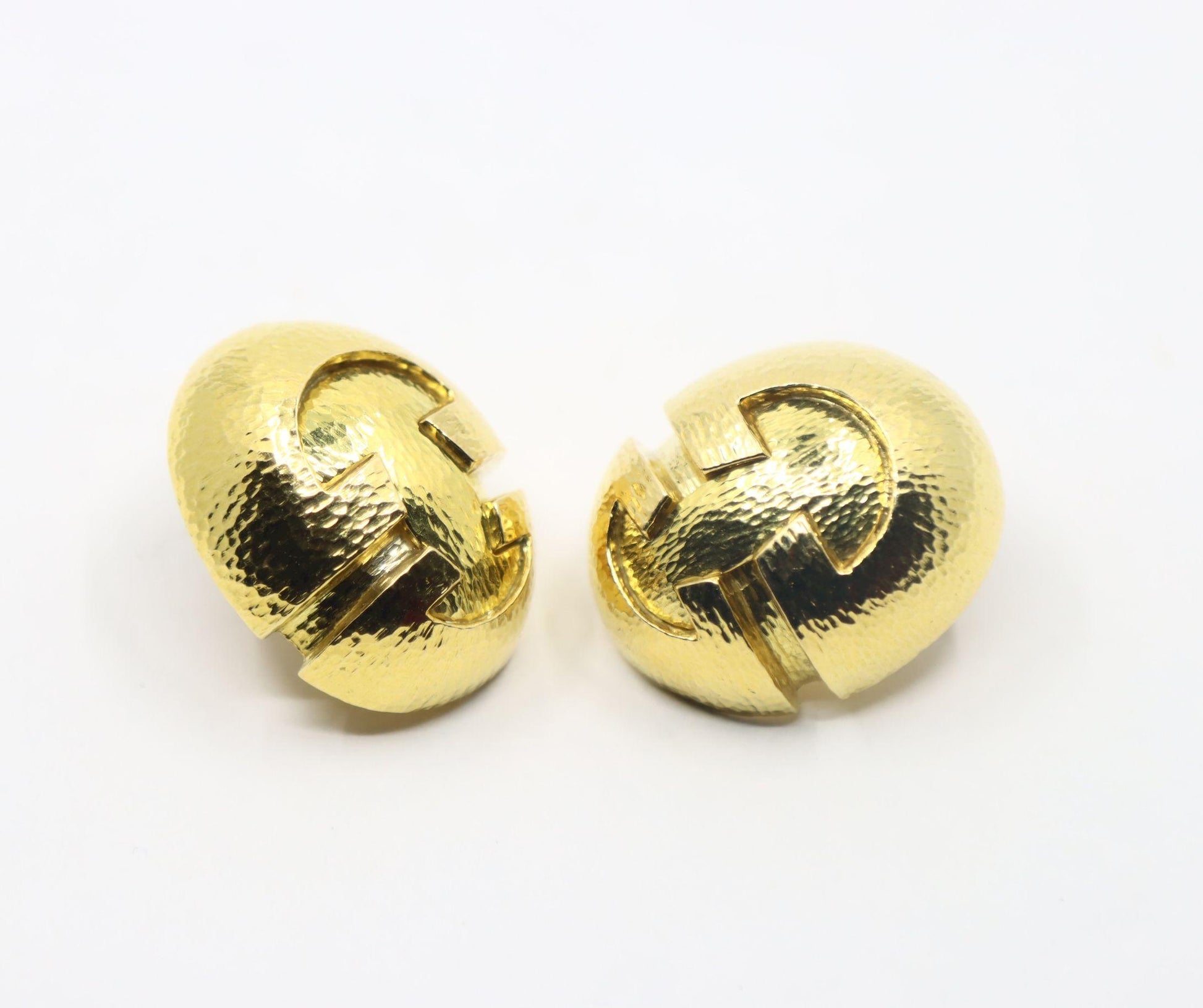 Vintage David Webb 18K Gold Textured Earring