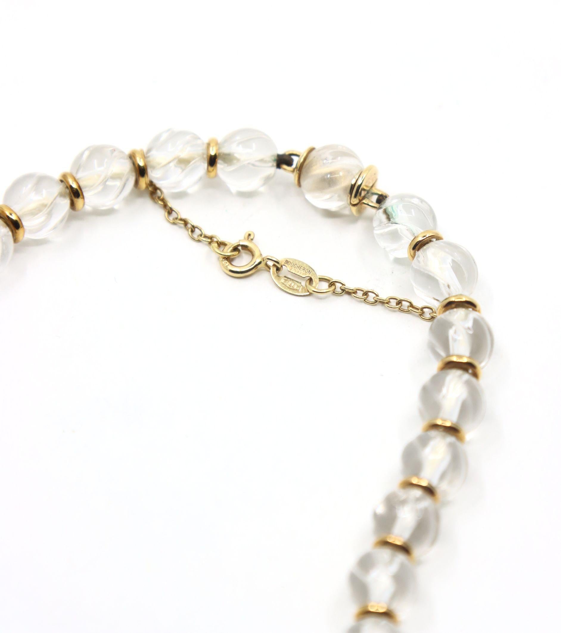 Boucheron 18K Gold Rock Crystal Beads Necklace