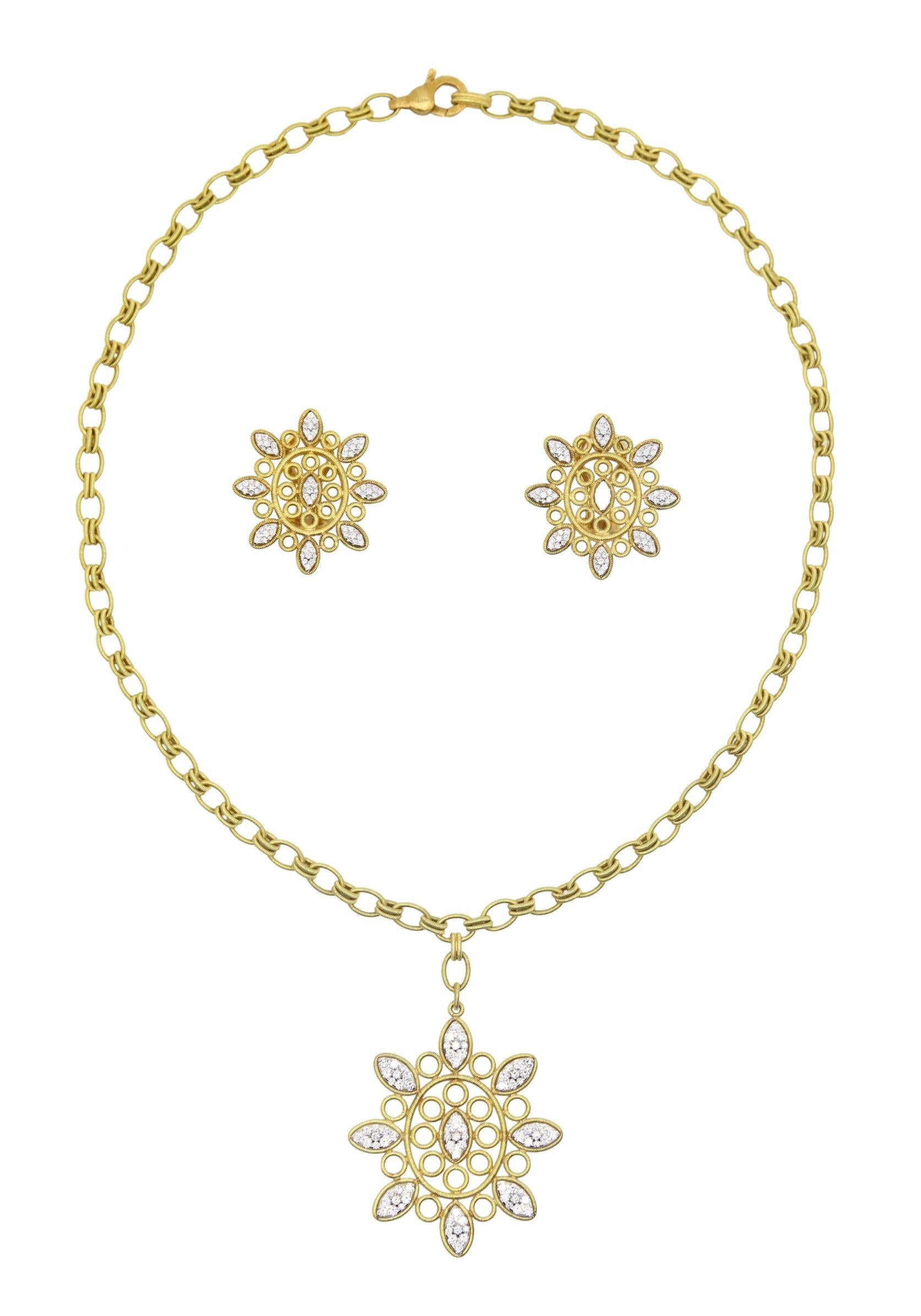 Buccellati 18K  Gold Olympia Necklace & Earring Set