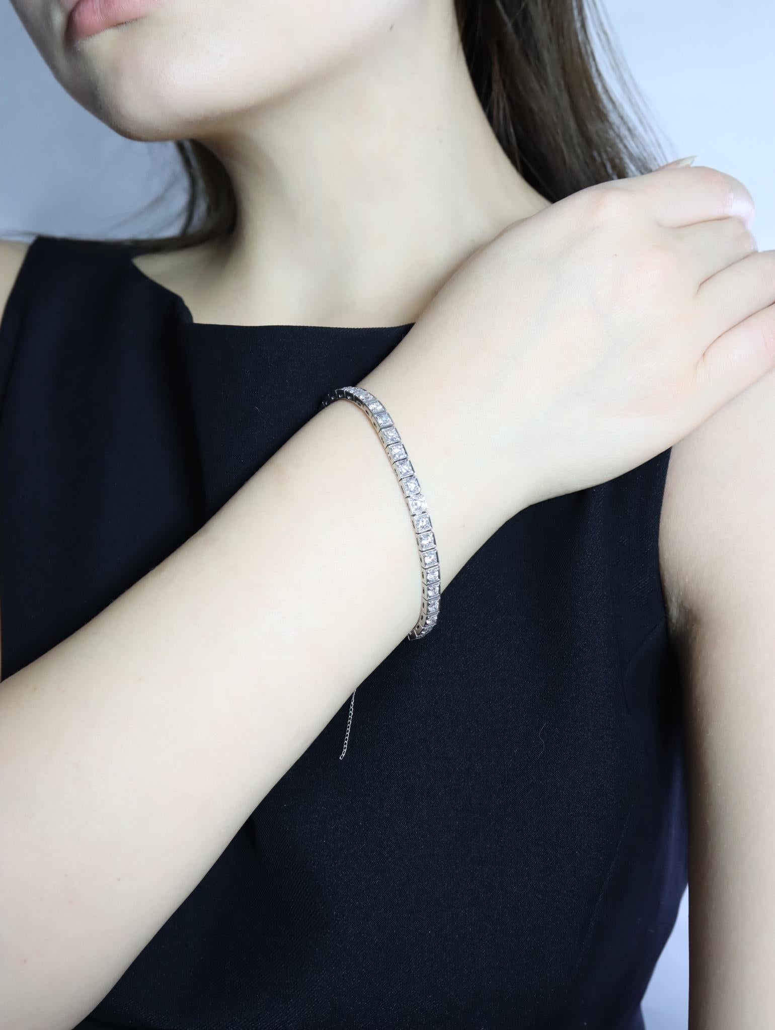 Vintage Platinum Diamond Tennis Bracelet