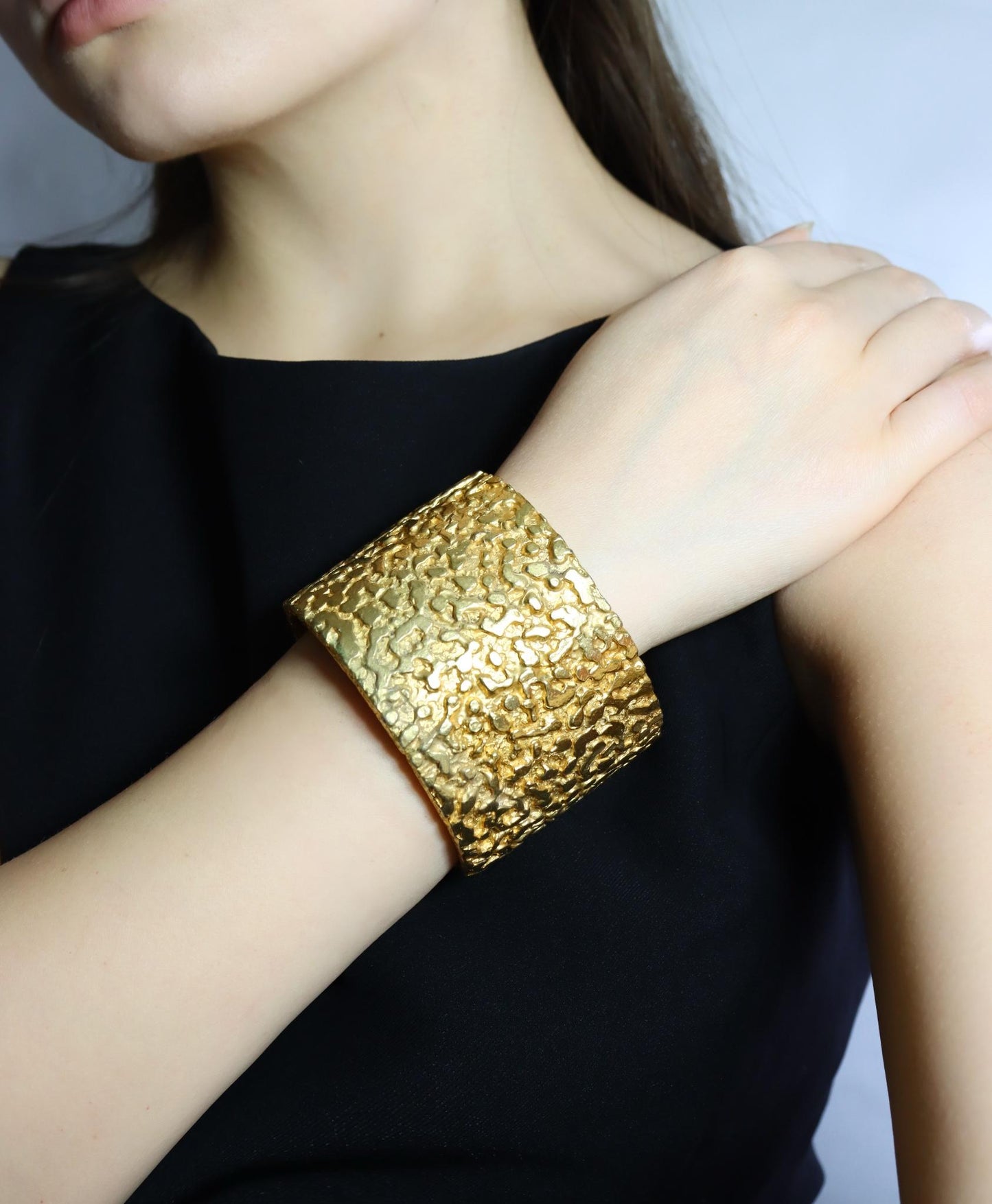 Vintage KJL Gold Tone Textured Bracelet