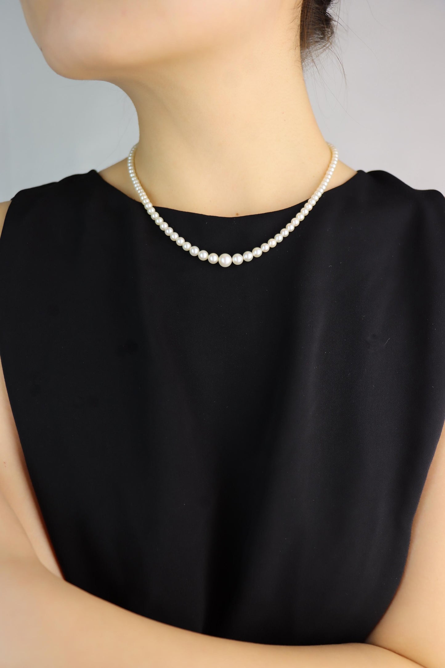 14K White Gold Natural Pearl Necklace