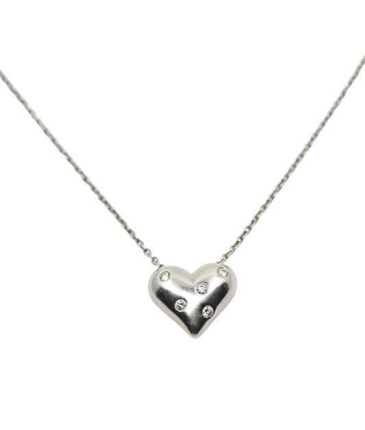 Tiffany & Co Platinum Heart Diamonds Pendant Necklace