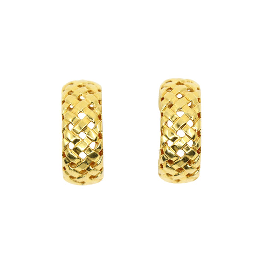 Tiffany & Co. Vannerie 18k Gold Woven Hoop Earrings