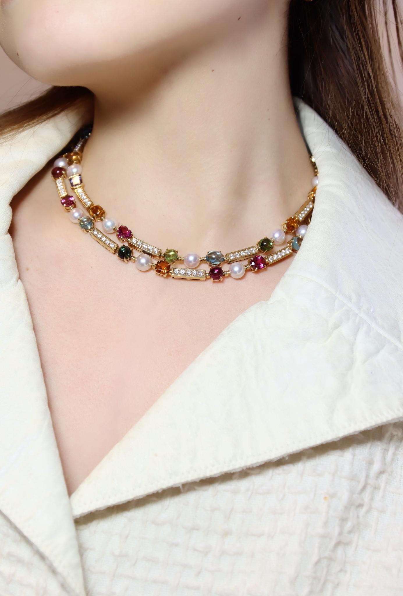 Bulgari Allegra Pearls Diamonds & Multi-gemstone Necklace
