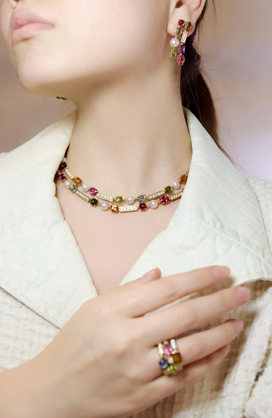 Bulgari Allegra Pearls Diamonds & Multi-gemstone Necklace