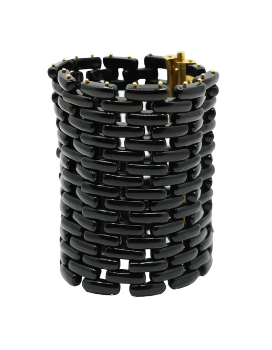Angela Pintaldi 18K Gold Onyx Weave Bracelet
