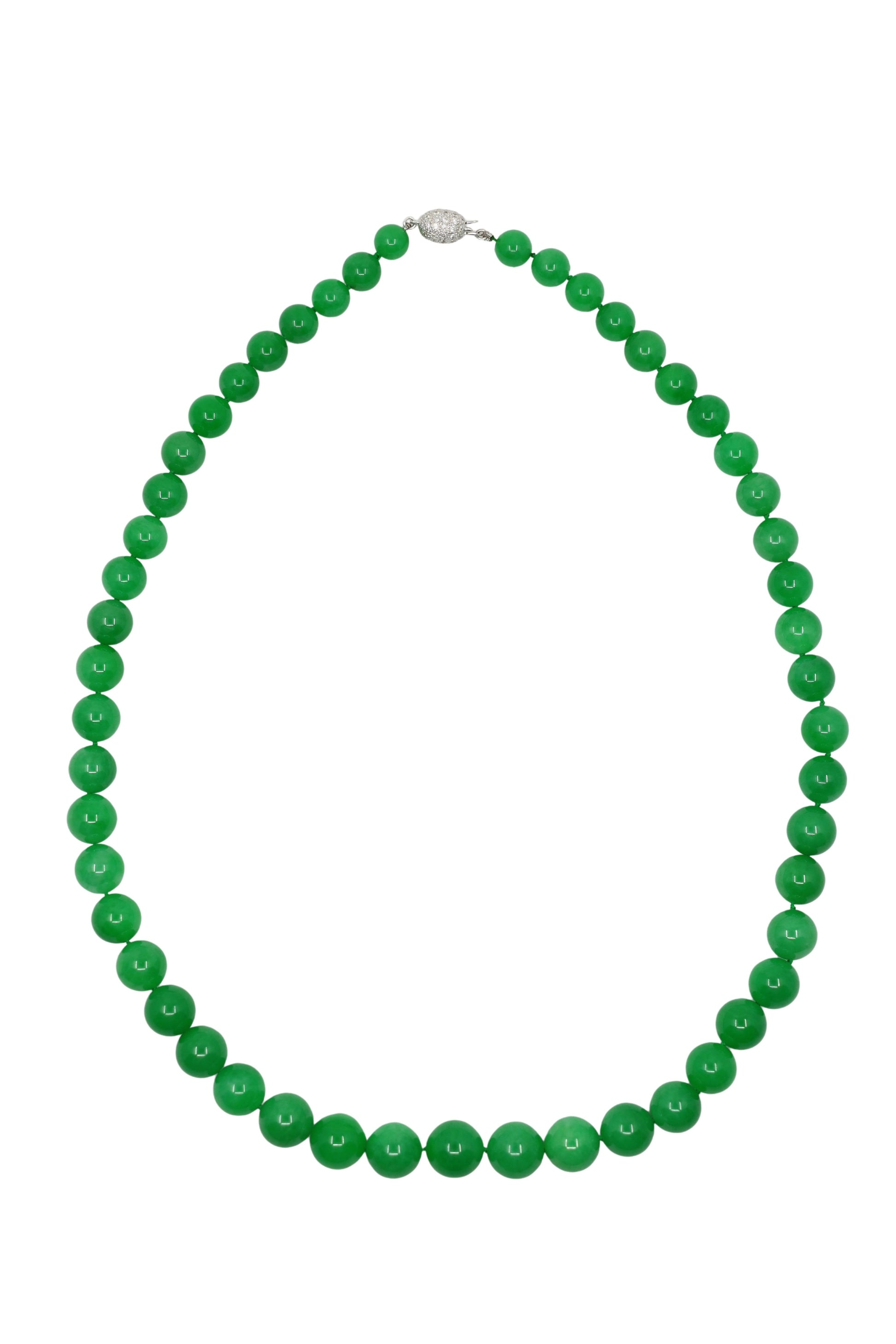 18K White Gold Jadeite Bead Necklace