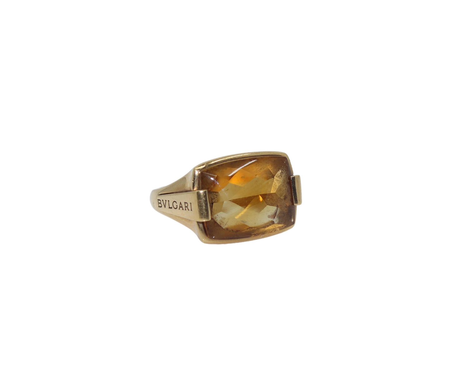 Vintage Bvlgari 18K Gold Citrine Metropolis Ring