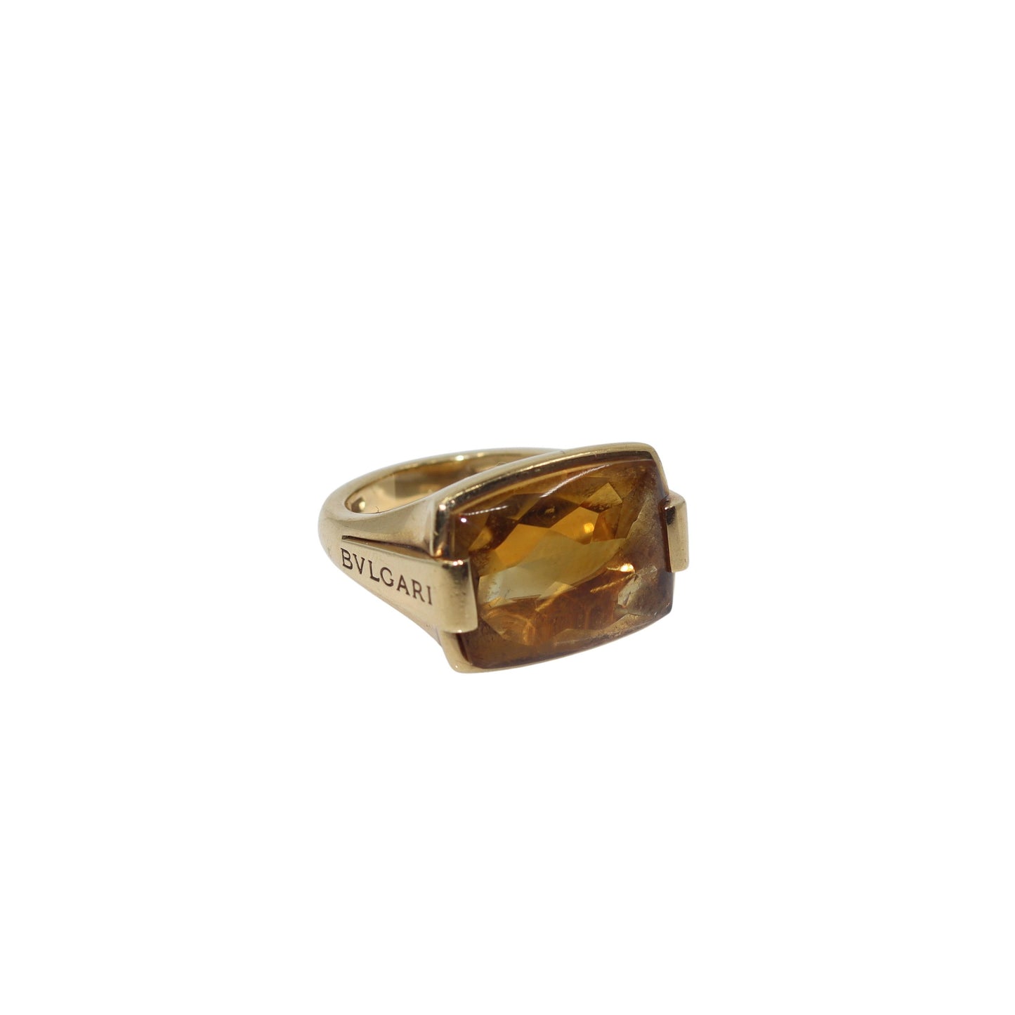 Vintage Bvlgari 18K Gold Citrine Metropolis Ring