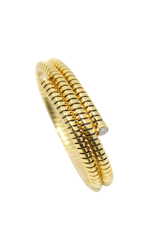 Marina B Trisolina 18k Yellow Gold Triple Pavé Diamond Bangle