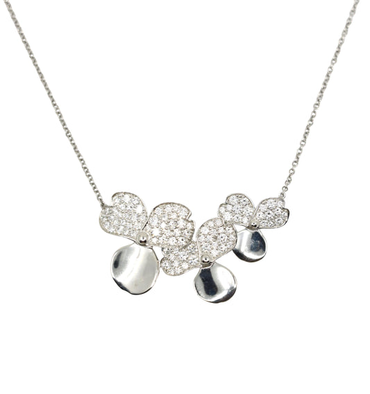 Tiffany & Co Platinum Diamond Paper Flower Pendant Necklace