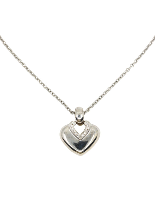 BVLGARI 18K White Gold Heart Shape Pendant Necklace