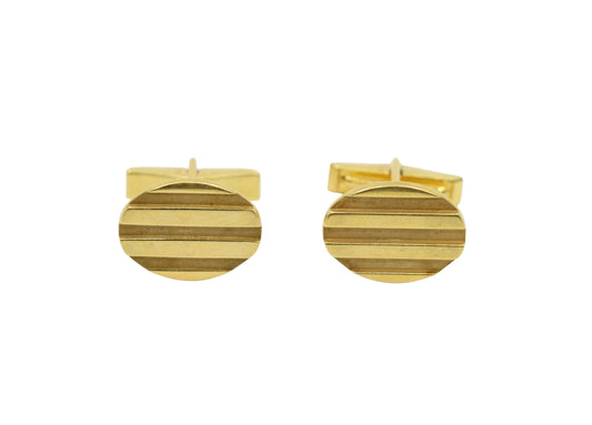 Vintage Tiffany & Co. 18K Gold Oval Textured Cufflink