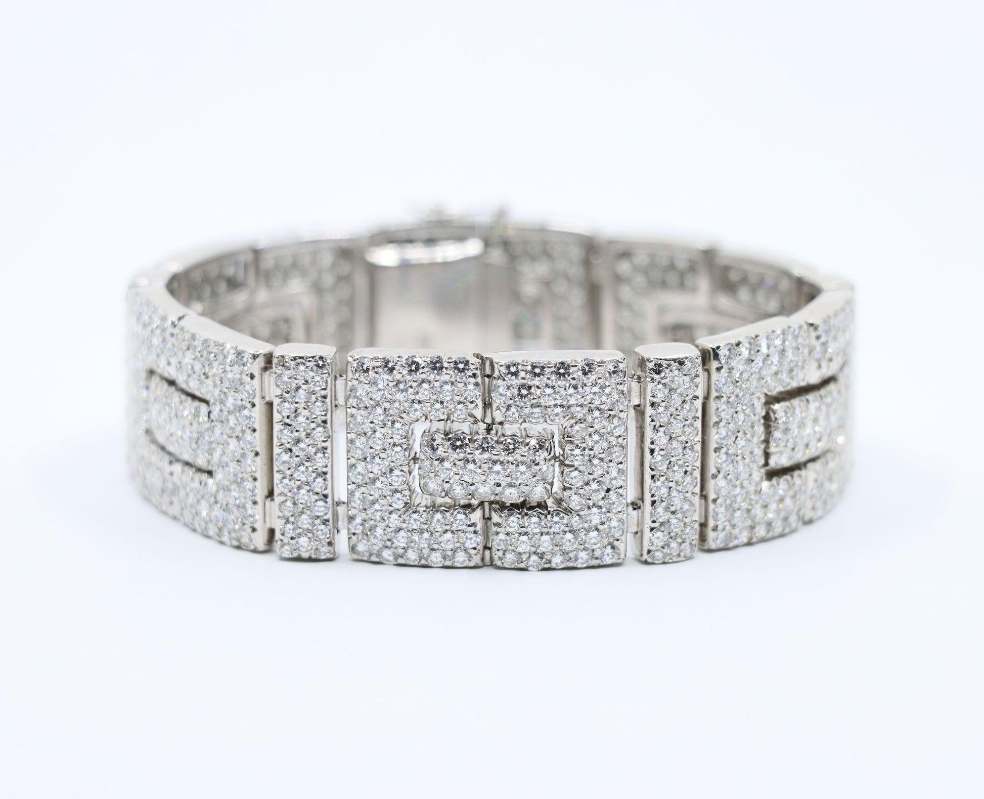 Art Deco 18K White Gold Diamonds Bracelet