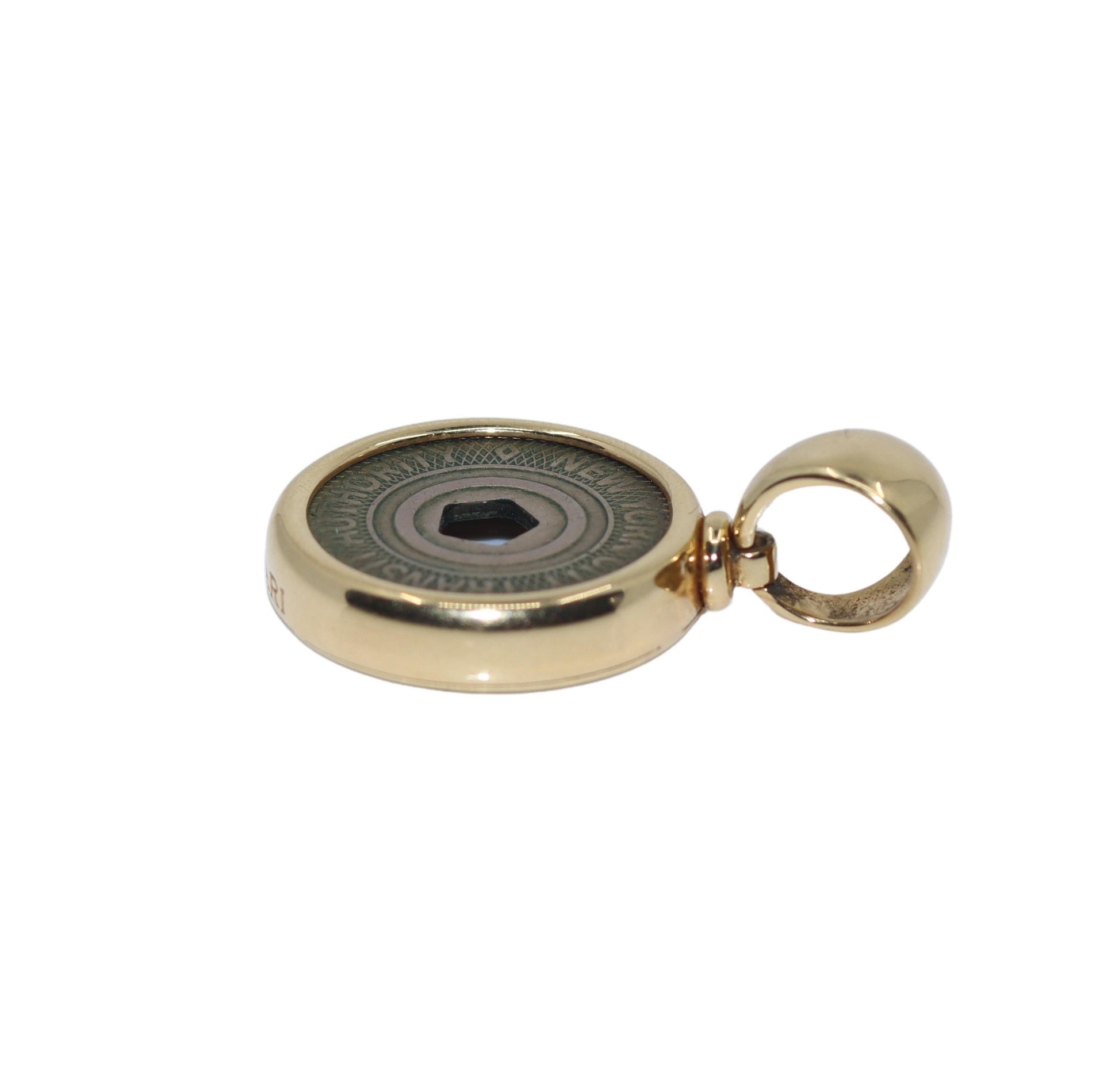 Bulgari Monete Limited Edition NYC Subway Token 18K Yellow Gold Pendant