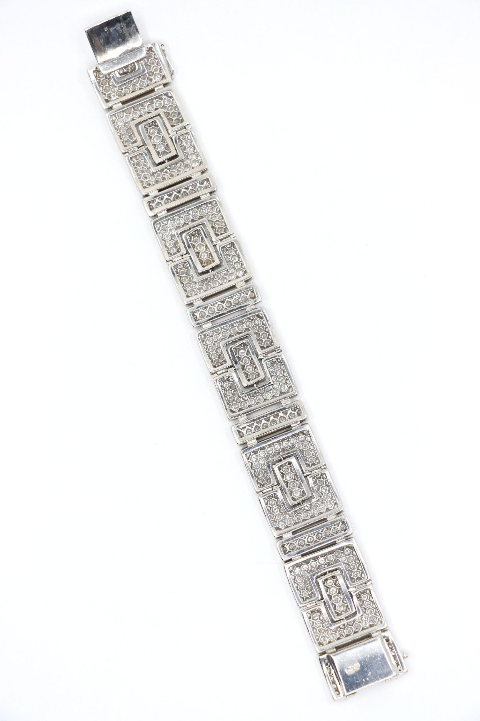 Art Deco 18K White Gold Diamonds Bracelet