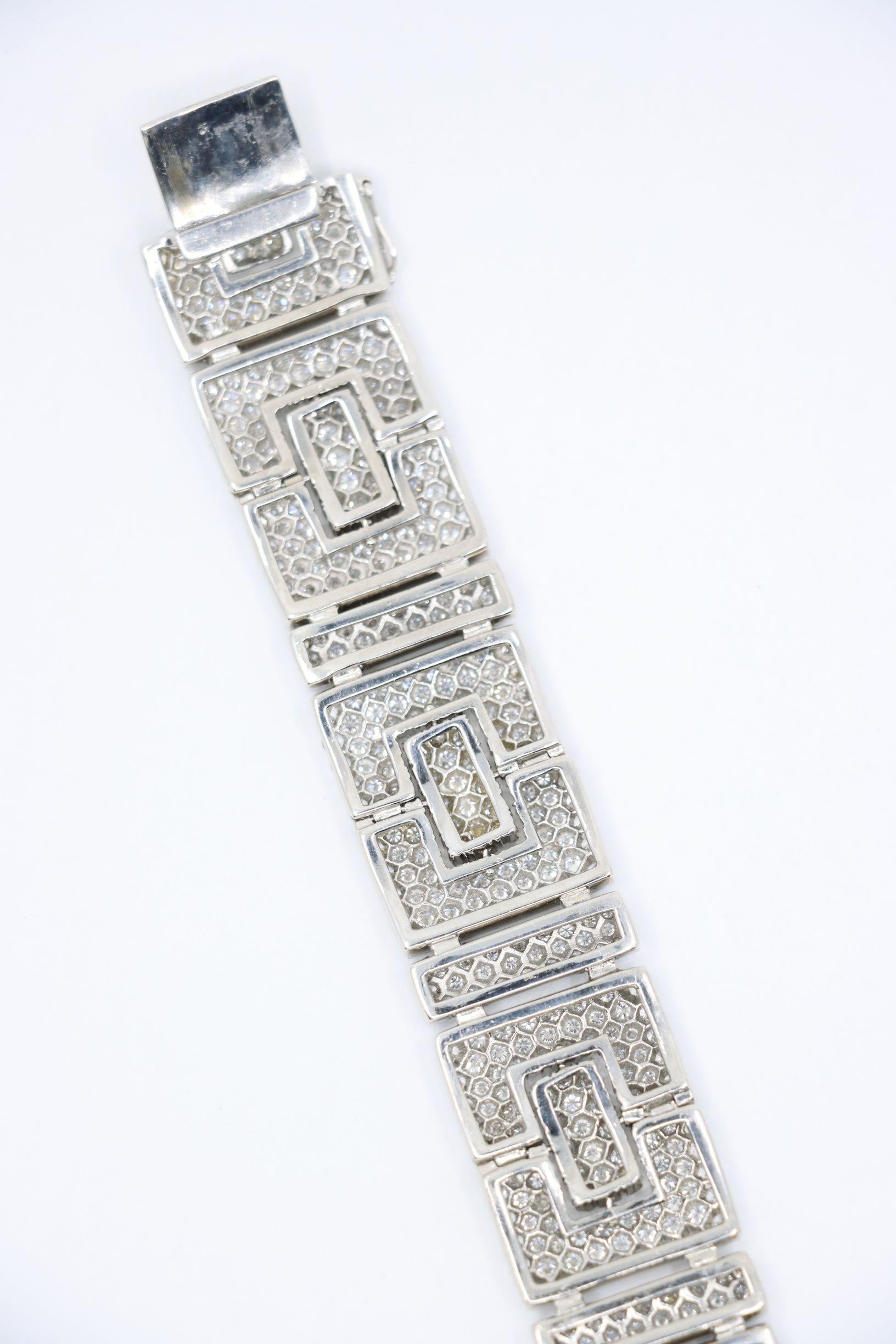 Art Deco 18K White Gold Diamonds Bracelet