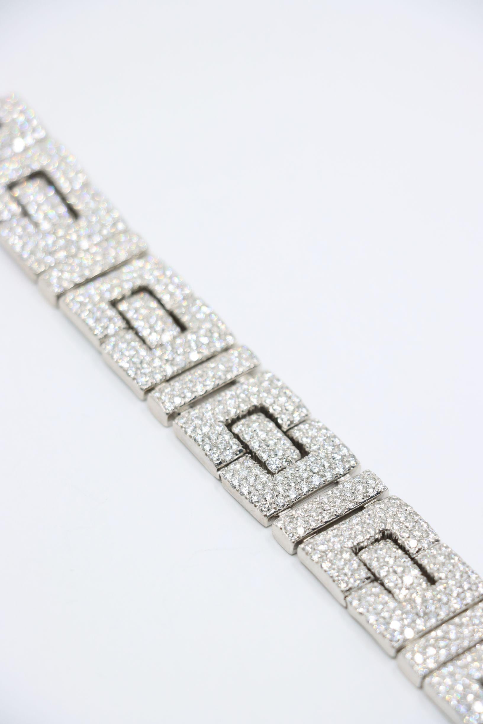 Art Deco 18K White Gold Diamonds Bracelet