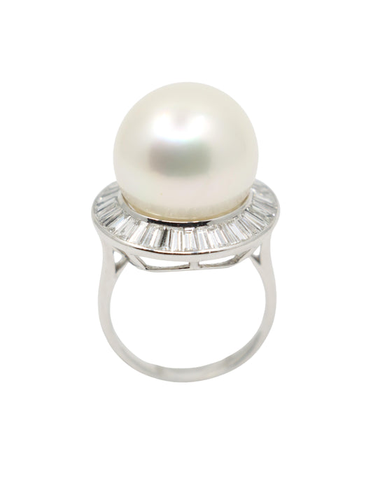 Large Pearl Diamond Cocktail Ring