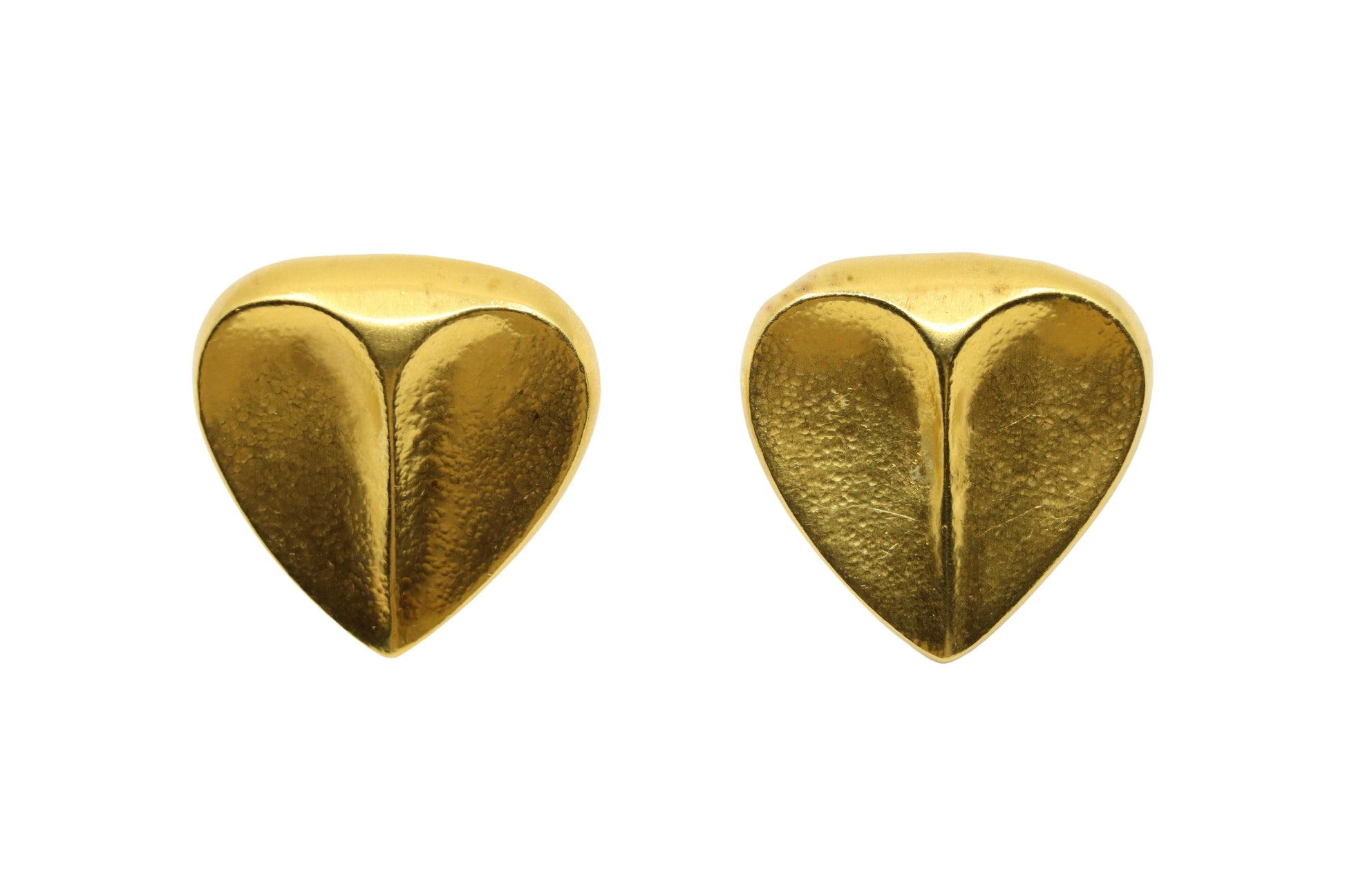 Vintage Zolotas 22K Gold Textured Heart Earrings