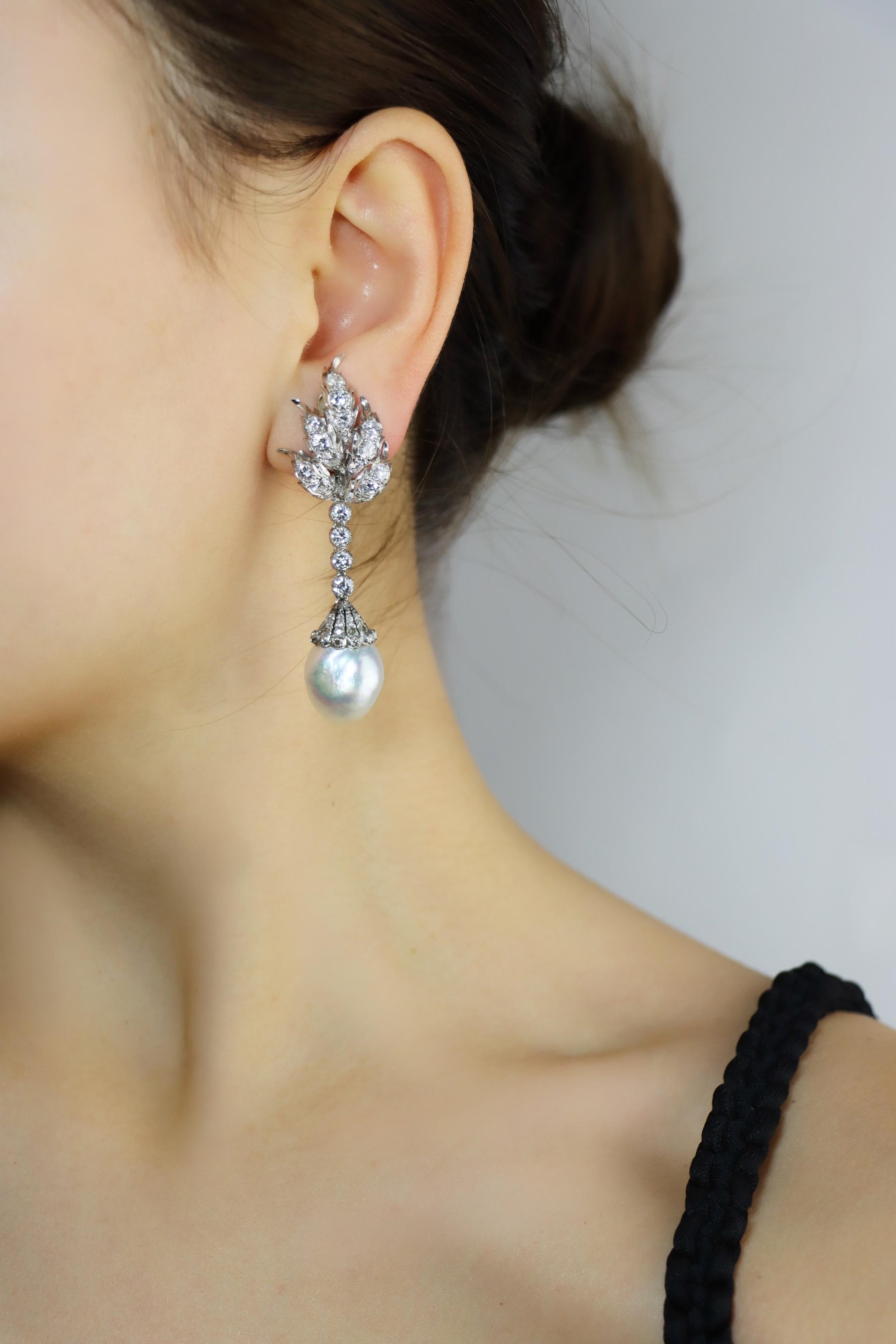 Buccellati Platinum Diamond Pearl Earrings