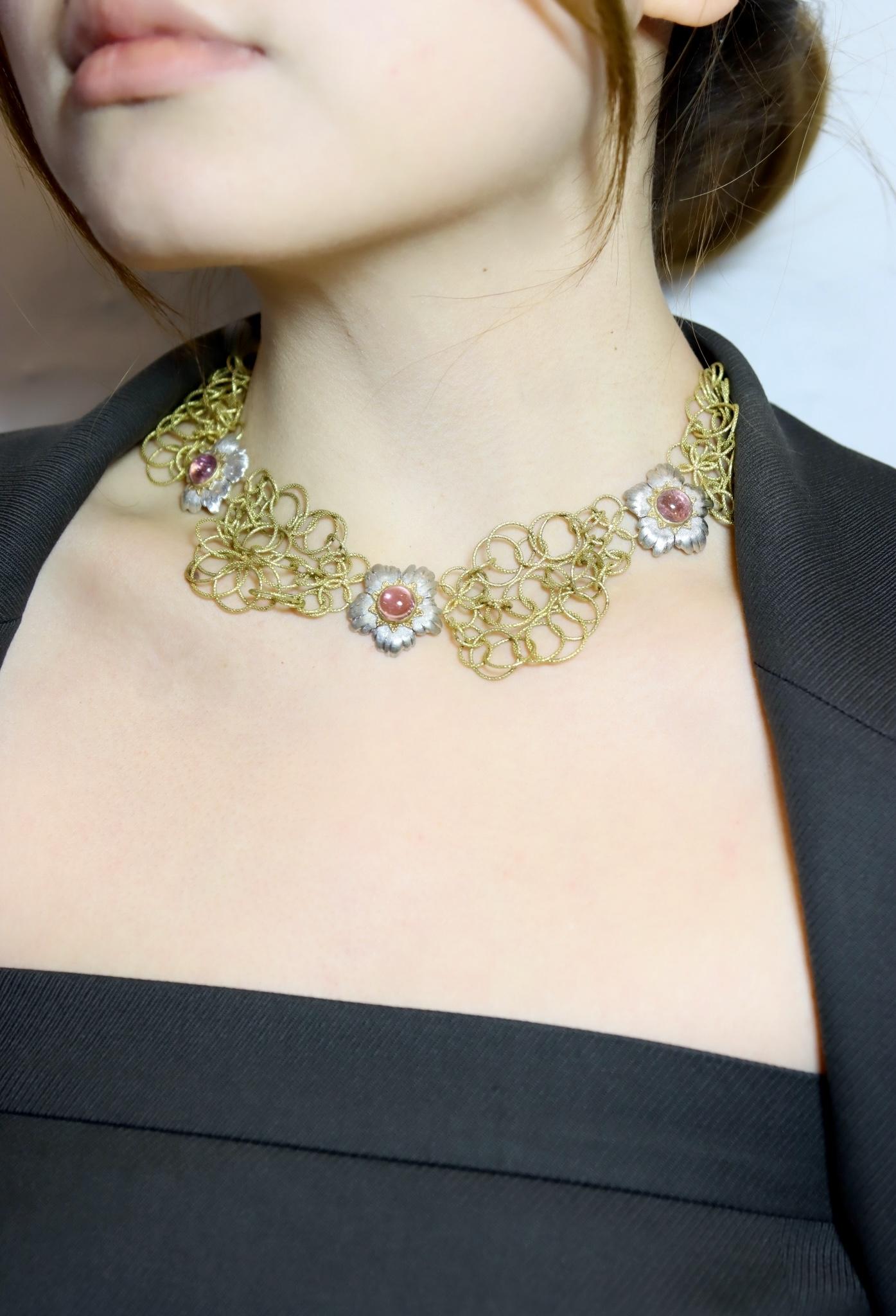 Buccellati 18K Yellow & White Gold Olympia Pink Tourmaline Necklace